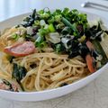 LunaJuno's cooksnap of when they made 小松菜としめじウインナーのバター醤油スパ.