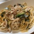 りんごももか's cooksnap of when they made 男子も大好きシャキシャキ蓮根の和風パスタ.