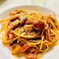 scanty's cooksnap of when they made *トマトと茄子ベーコンのトマトパスタ*.