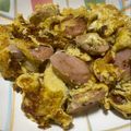CookAma's cooksnap of when they made 甘辛醤油味で♪　お魚ソーセージの卵炒め♡.