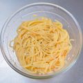茶太郎ラッシュ･ω･'s cooksnap of when they made 超簡単混ぜるだけ卵とチーズのズボラパスタ.