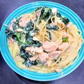 ミィちょん。's cooksnap of when they made ほうれん草とサーモンのクリームパスタ.
