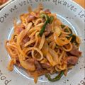 ナチュキチ♪'s cooksnap of when they made レンジで簡単ランチ＊ナポリタン風うどん.