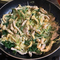 のえもゆ's cooksnap of when they made 減塩！水菜と油揚げの卵とじ.