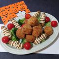 メイプル⌘'s cooksnap of when they made ハロウィン☆キャラ弁ミイラウィンナー.