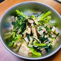 J_son's cooksnap of when they made 春菊とベーコンとキノコの和え物.