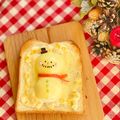 LULU♡まみ's cooksnap of when they made Xmas☆かわいい❤︎雪だるまトースト☻.