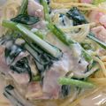 クック3UQU4Q☆'s cooksnap of when they made ＊ベーコンと小松菜の牛乳クリームパスタ＊.