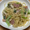 yummy?'s cooksnap of when they made 簡単ランチ❇️小松菜クリームパスタ.