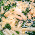 まめたん's cooksnap of when they made 大根の葉と油揚げのたまごとじ.