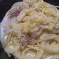 N☆0610's cooksnap of when they made 白菜とベーコンのクリーミィ♡パスタ♫.