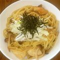 mamajiro's cooksnap of when they made きのこと鶏肉の和風スパゲティ.