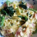 ★ゆりこじ★'s cooksnap of when they made ほうれん草とベーコンのクリームパスタ.