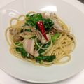 ゆったん's cooksnap of when they made 菜の花，ベーコン，舞茸のスパゲティ.