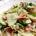 うまエビ's cooksnap of when they made 大根とベーコンのにんにく炒め.