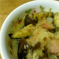 counakky's cooksnap of when they made 茄子とソーセージのおろし醤油和え.