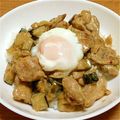 ひろにゃーん's cooksnap of when they made なすとチキンのポン酢マヨ丼.