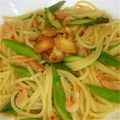 mamajiro's cooksnap of when they made 桜エビとアスパラガスのペペロンチーノ.