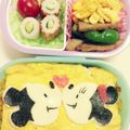 nanamelody's cooksnap of when they made ☆キャラ弁☆ミッキーとミニーのオムライス.