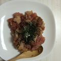 あい葉's cooksnap of when they made ブリとマグロのユッケ.