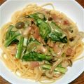 みゅチロル's cooksnap of when they made ☆小松菜とベーコンのクリームパスタ☆.