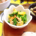 ふなここ's cooksnap of when they made わさび菜と桜エビのふんわり卵炒め♡.