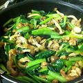 サンP's cooksnap of when they made 豚肉と小松菜のピリ辛炒め.