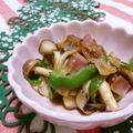赤い電話's cooksnap of when they made キノコとピーマンとベーコンの味噌炒め.