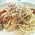 dada0001's cooksnap of when they made 簡単、ホタテ缶で作るしめじのパスタ.