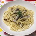 ここにゃーすけ's cooksnap of when they made 簡単きのこのクリームパスタ.