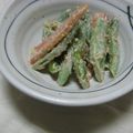 ｈｙｔｙ's cooksnap of when they made スナップえんどうの胡麻マヨ和え.
