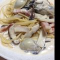 みかみか711's cooksnap of when they made 牡蠣とベーコンのクリーム パスタ.