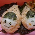 potako's cooksnap of when they made いちごちゃん姉妹のおにぎり*キャラ弁**.