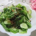 miyuki12's cooksnap of when they made レタスときゅうりの塩昆布じゃこ和え.