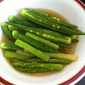 jellych's cooksnap of when they made 【おひたし】オクラとアスパラ.