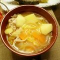 文蔵子's cooksnap of when they made 豚肉と春野菜たくさんの味噌汁.