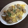 pinkあゆみん's cooksnap of when they made あさりの酒蒸しでボンゴレ風？簡単パスタ.