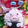 りさよとうみ's cooksnap of when they made 簡単キャラ弁＊三角おにぎりのブタさん♪.