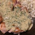 Blue's cooksnap of when they made チキンソテー・バジルクリームソース.