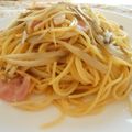 まゆみ母ちゃん's cooksnap of when they made 牛蒡とベーコンの和風パスタ.