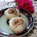 ☆むさし☆'s cooksnap of when they made 鮭の中骨水煮缶の梅マヨおにぎり.