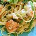 kiwi705's cooksnap of when they made 鮭とほうれんそうの豆乳パスタ★.