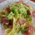 noamanma's cooksnap of when they made 簡単！ねぎと生ハムの贅沢なのに激安パスタ.