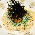 まりんごっこ's cooksnap of when they made 水菜としらすの納豆パスタ.