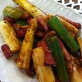 えそりん's cooksnap of when they made ★緑白★2種のアスパラベーコン炒め.
