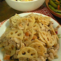さらだaaa's cooksnap of when they made 絶品!!蓮根と豚肉の梅炒め.