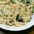 抹茶ぷぷこ's cooksnap of when they made ほうれん草とベーコンのクリームスパゲティ.