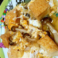 momoazeru's cooksnap of when they made 厚揚げとしめじの卵とじ.
