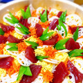 バン。's cooksnap of when they made 即席！刺身の漬けのちらし寿司.