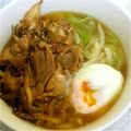 マナミソ's cooksnap of when they made 温玉ものっけて『甘辛★ごま肉うどん』.